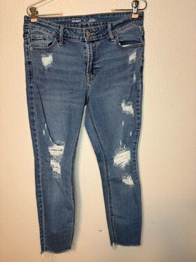 Old Navy Women's Blue Distressed Skinny Jeans